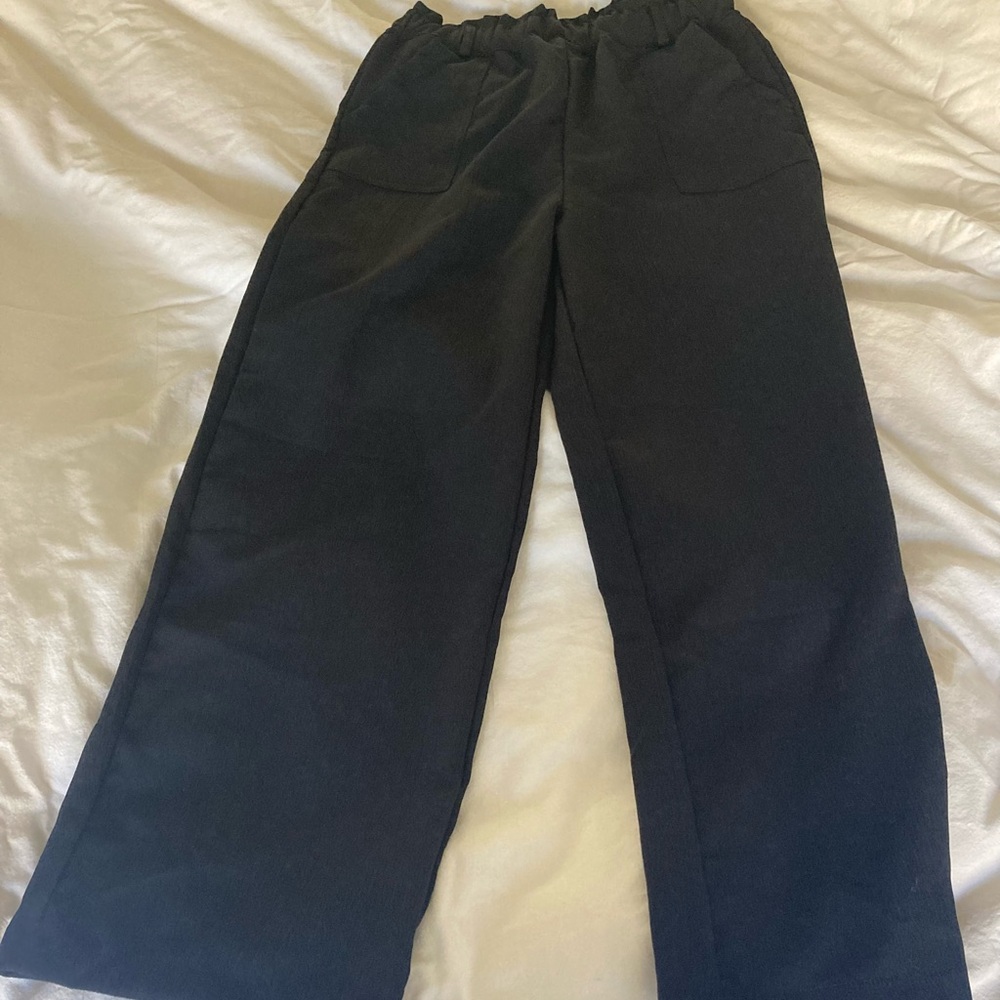 Girls Wide Leg Linen Pants, Baggy High Waisted,Comfy Belted Lounge with Pockets